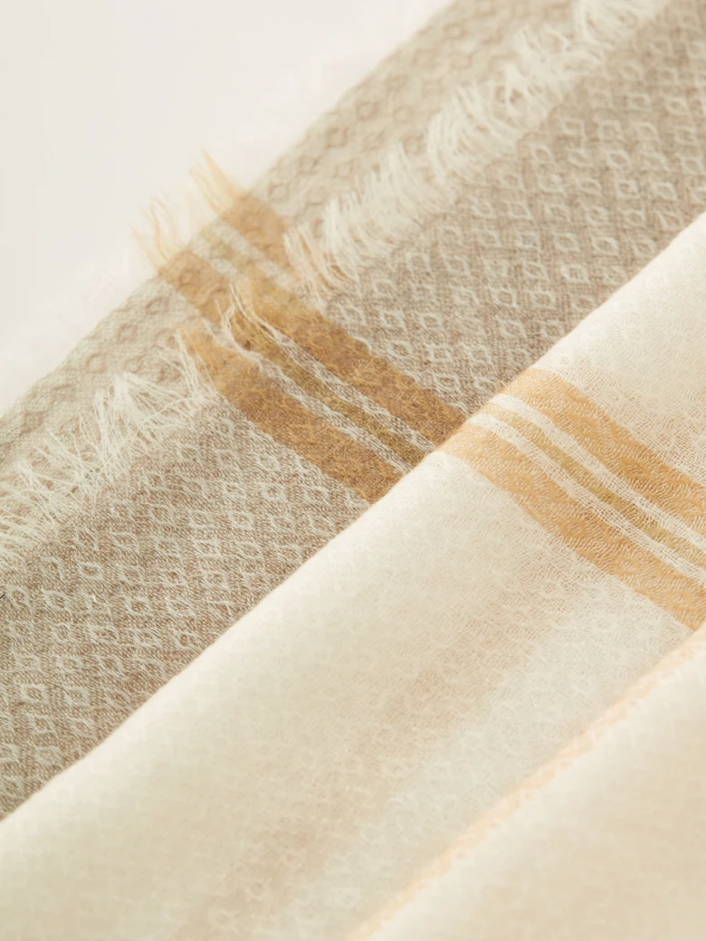 Large woolen shawl in warm colors