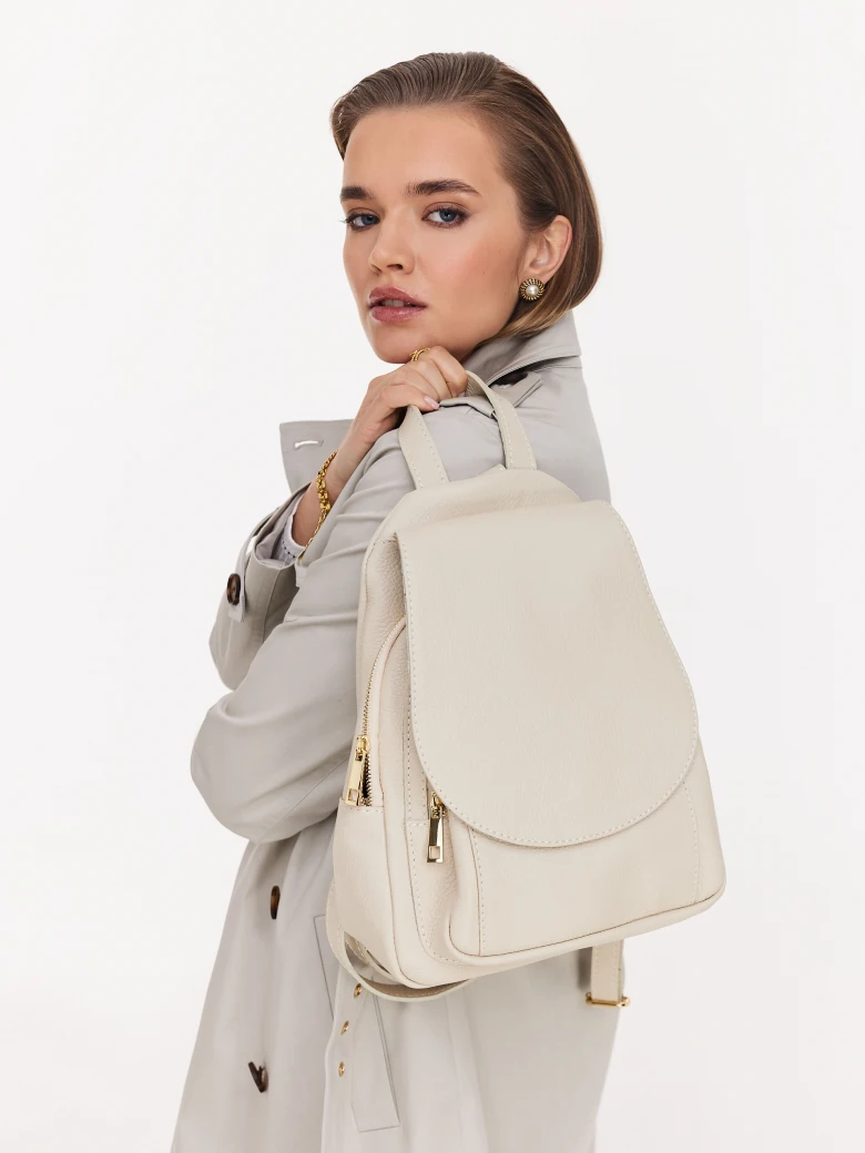 Cream natural leather backpack