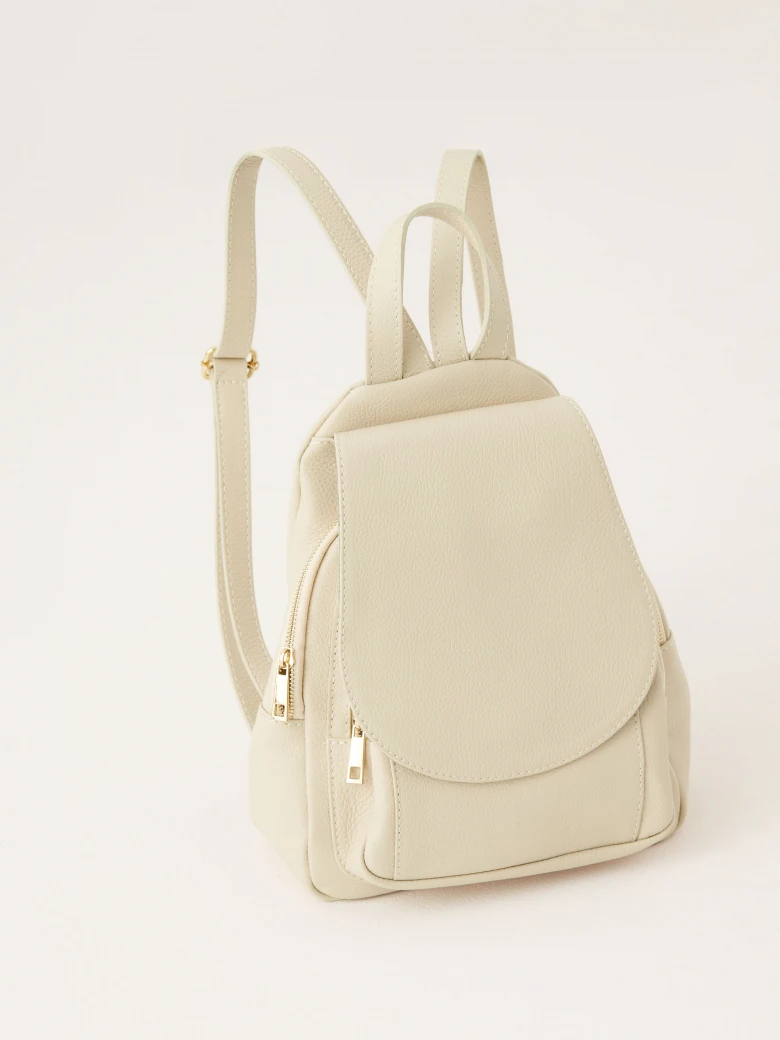 Cream natural leather backpack