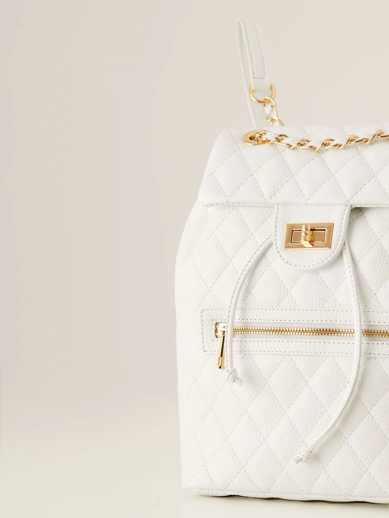 White quilted leather backpack