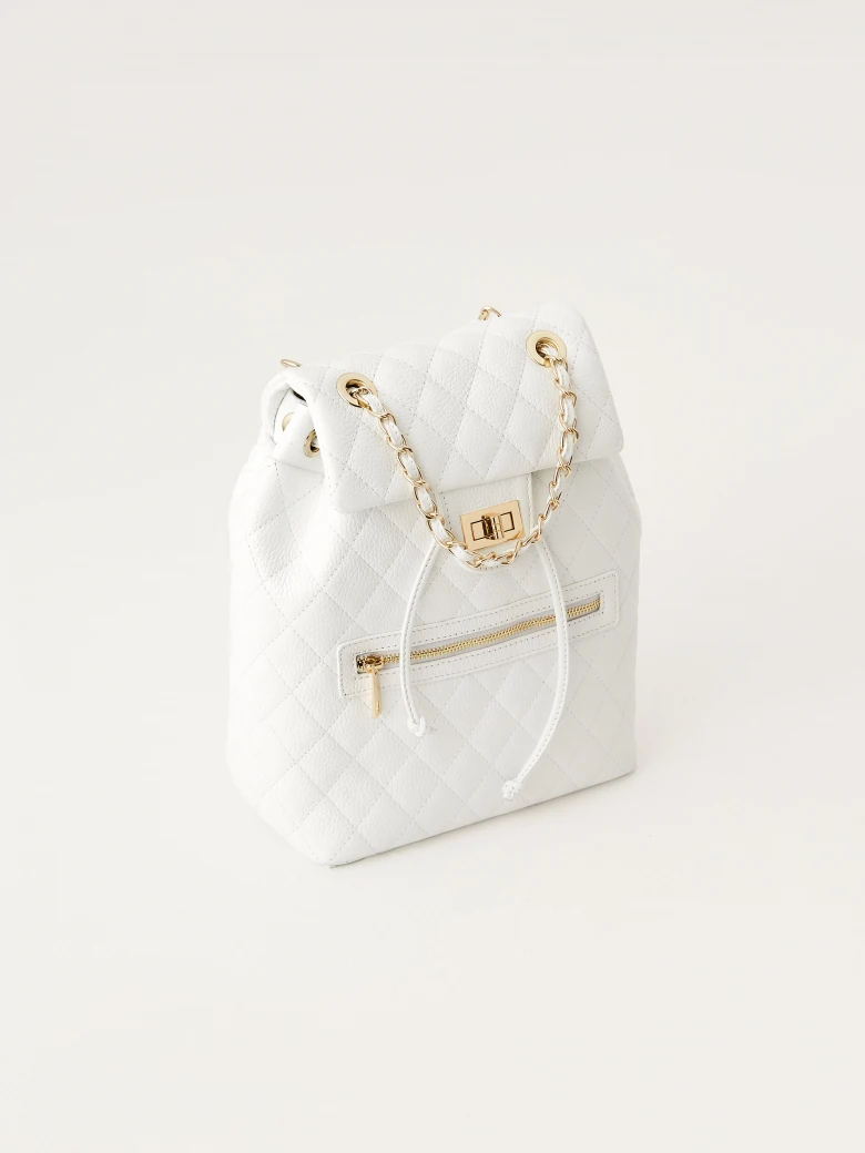 White quilted leather backpack