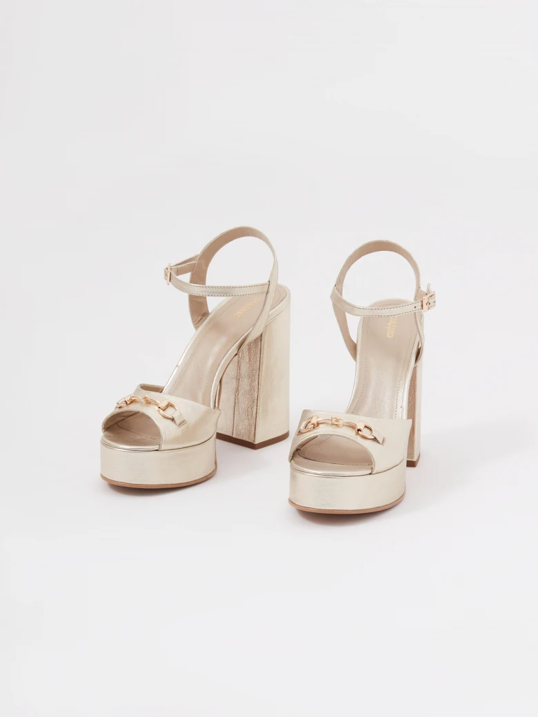 Leather platform sandals with buckle detailing