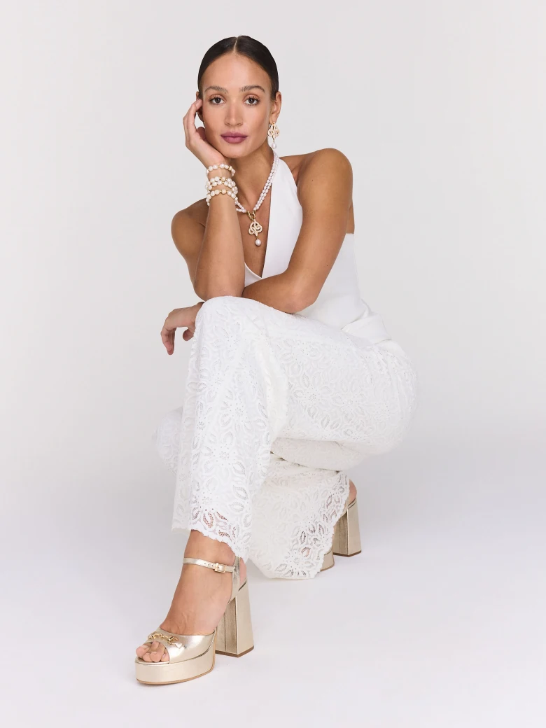 Leather platform sandals with buckle detailing