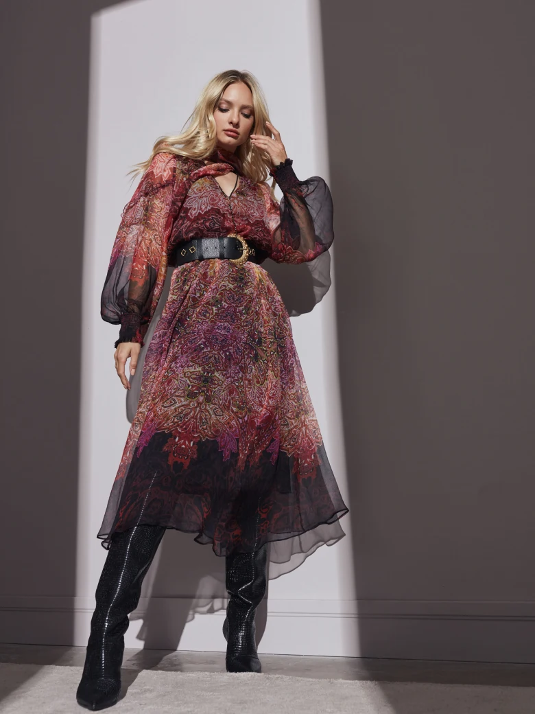 Jedwabna sukienka boho midi