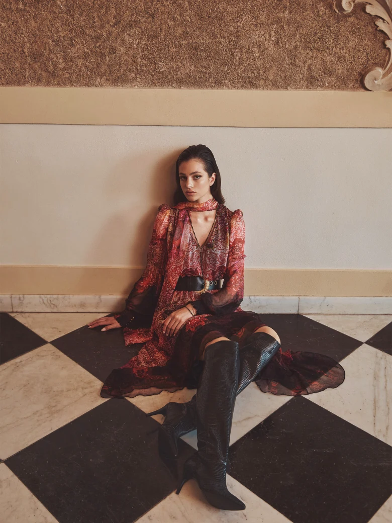 Jedwabna sukienka boho midi