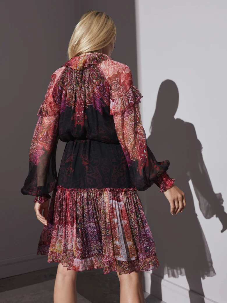 Silk boho mini dress