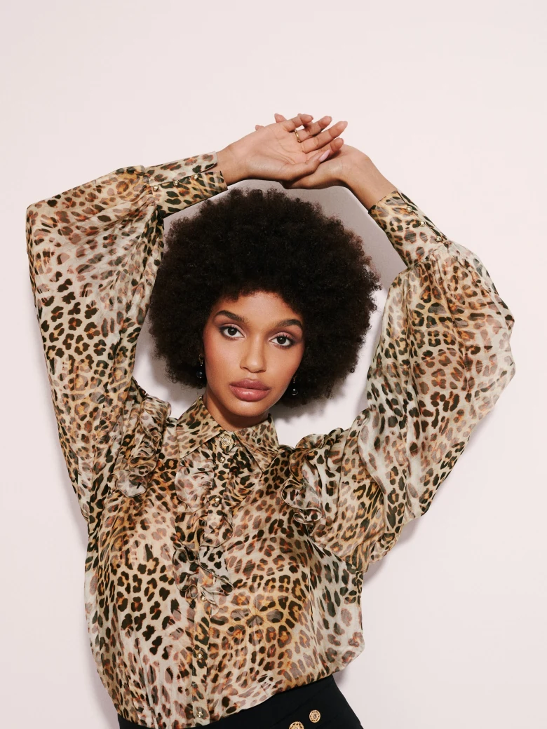 Silk shirt with animal pattern