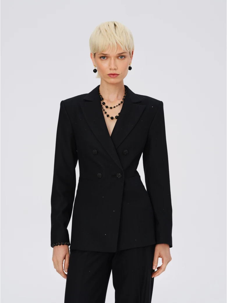 Elegant black jacket with sequin detail