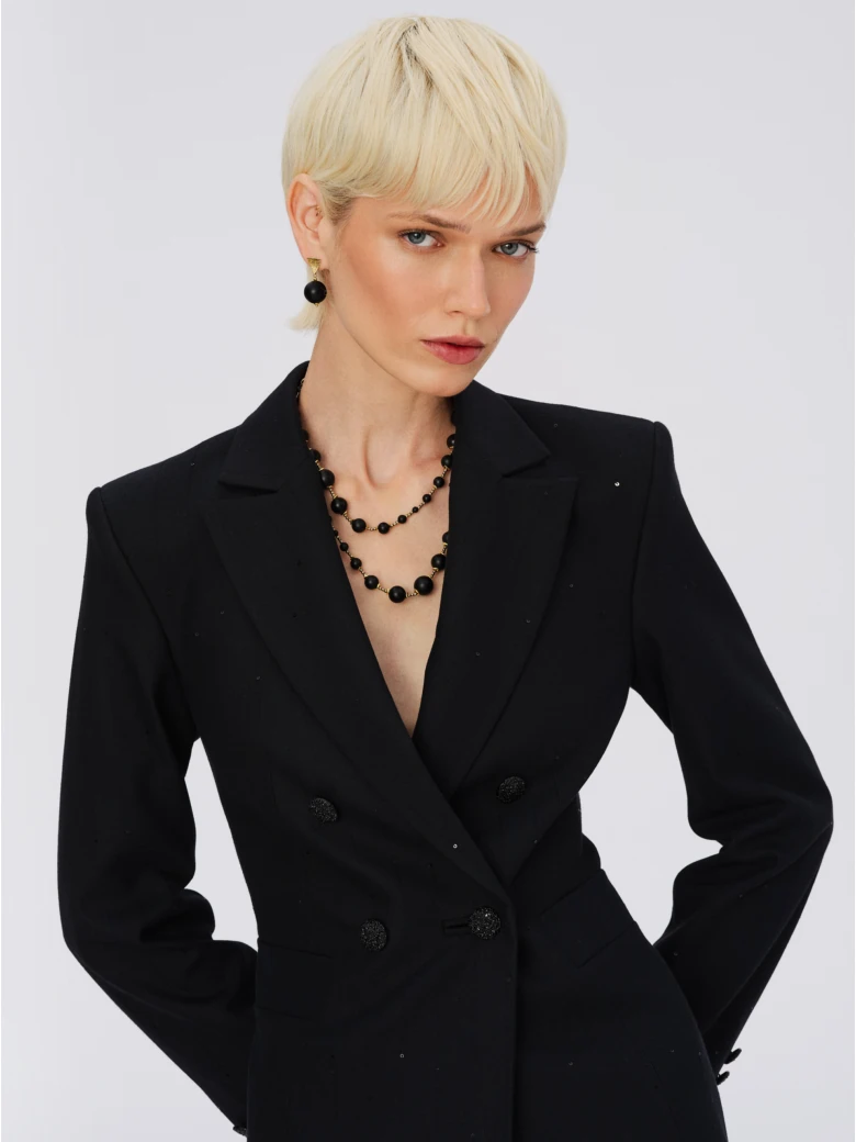 Elegant black jacket with sequin detail