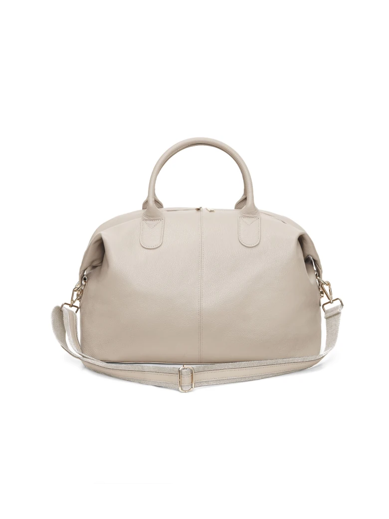 BEIGE LEATHER TRAVEL BAG