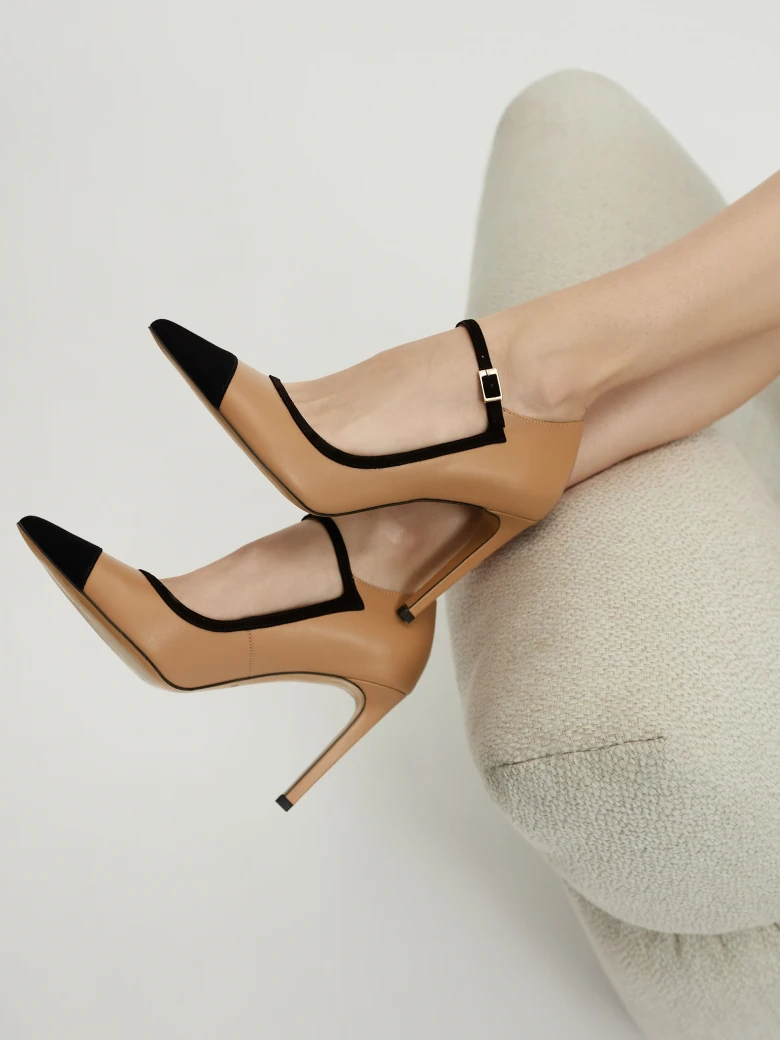 Beige high heels