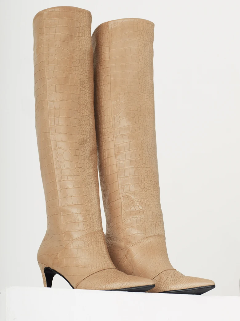Beige high boots