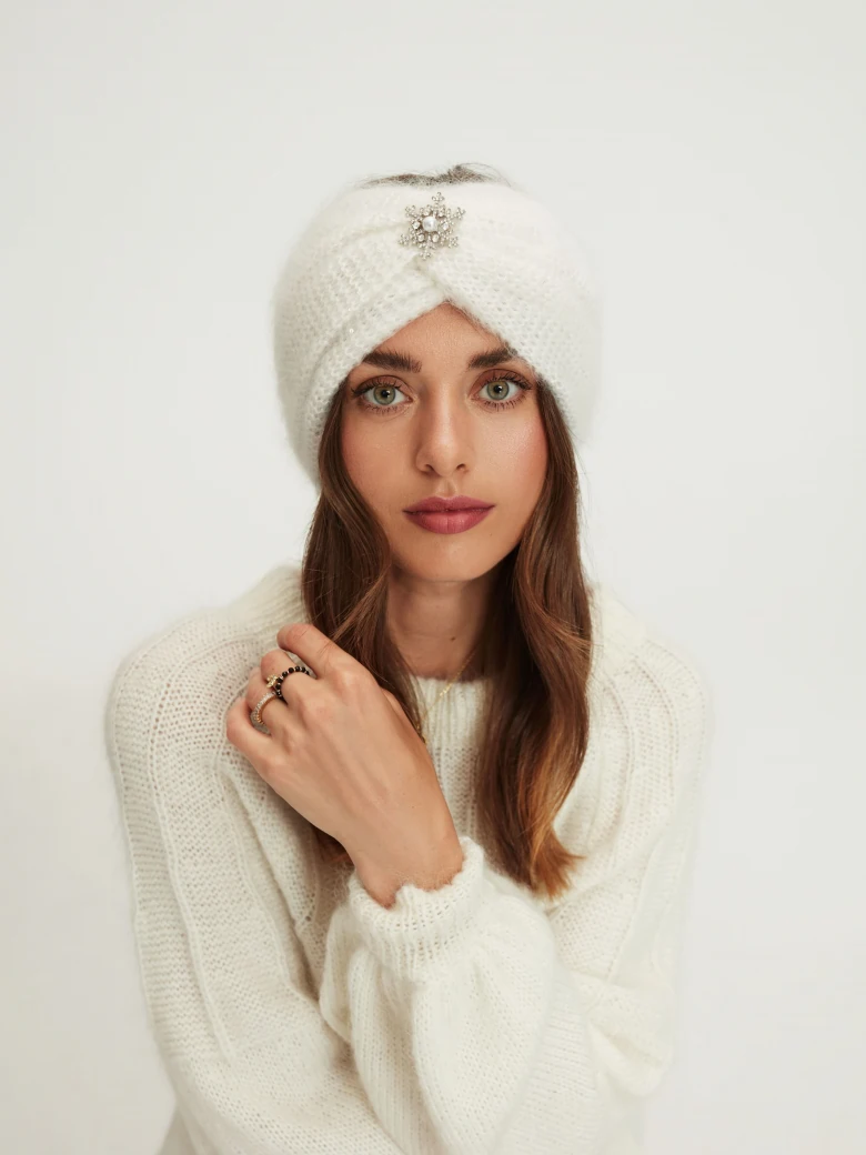 Fluffy cream-colored headband