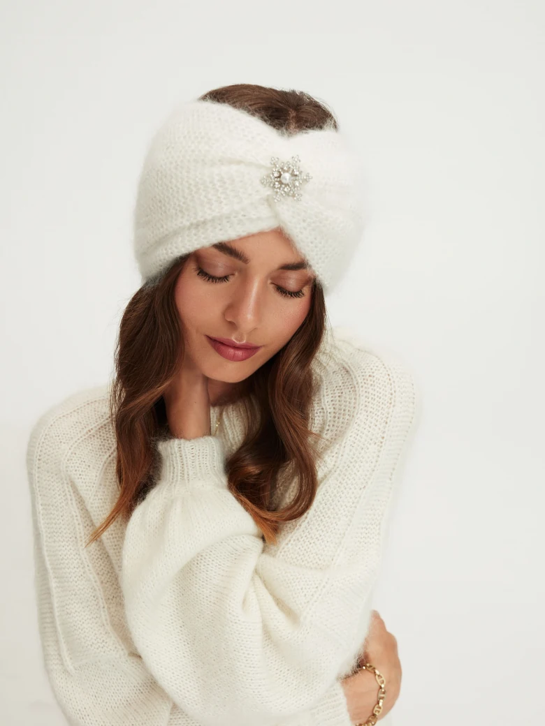 Fluffy cream-colored headband