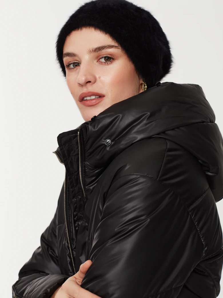 Black angora beanie