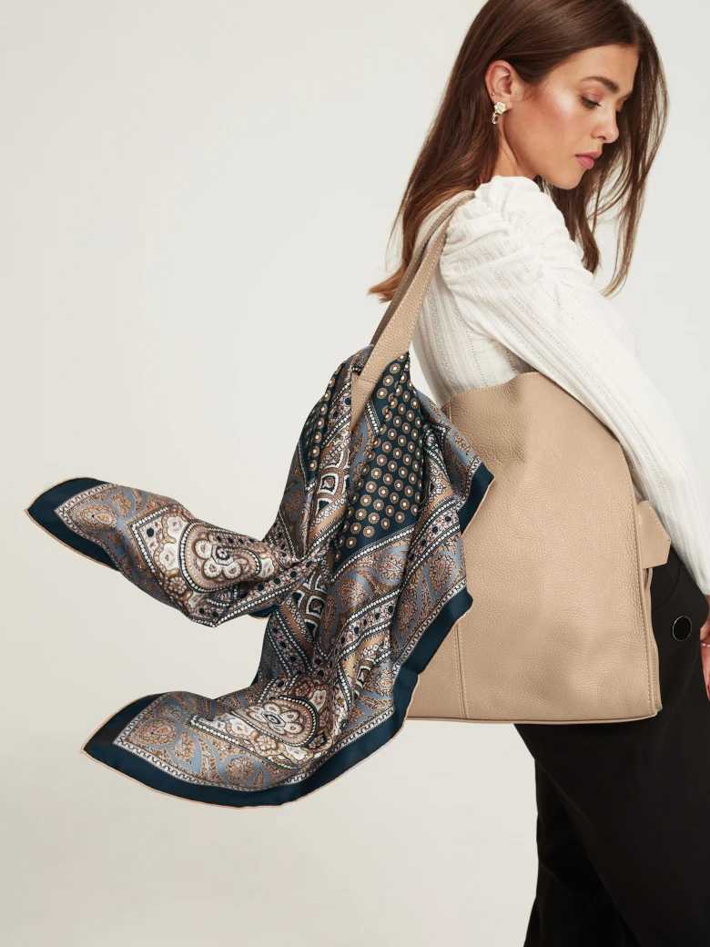 Large silk gavroche with rich pattern
