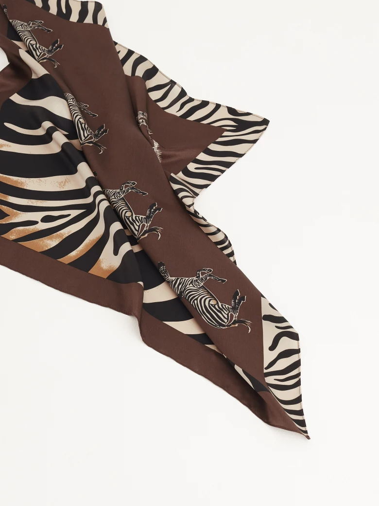 Silk neckerchief in zebra pattern
