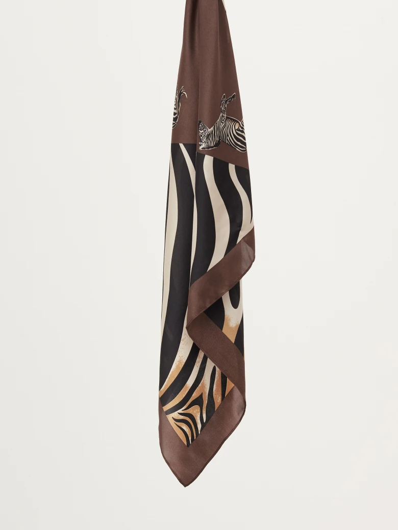 Silk neckerchief in zebra pattern