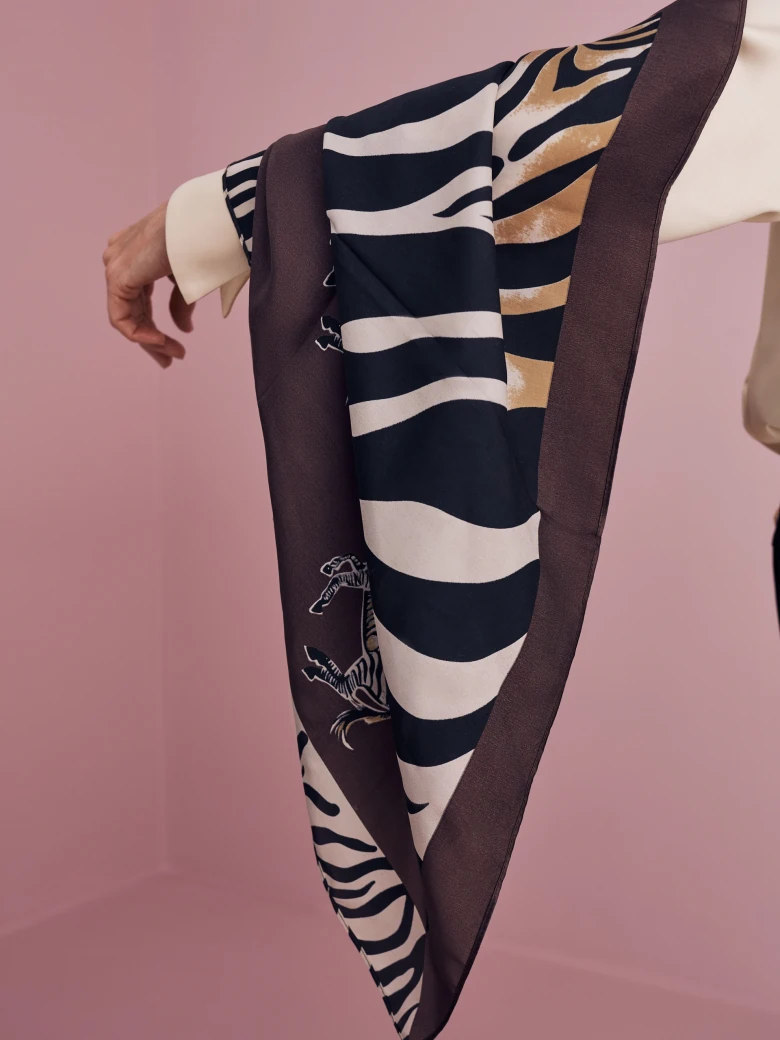Silk neckerchief in zebra pattern