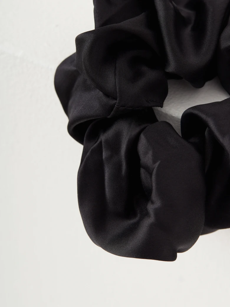 Black silk hair scrunchie