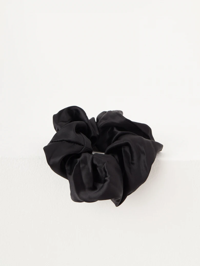 Black silk hair scrunchie