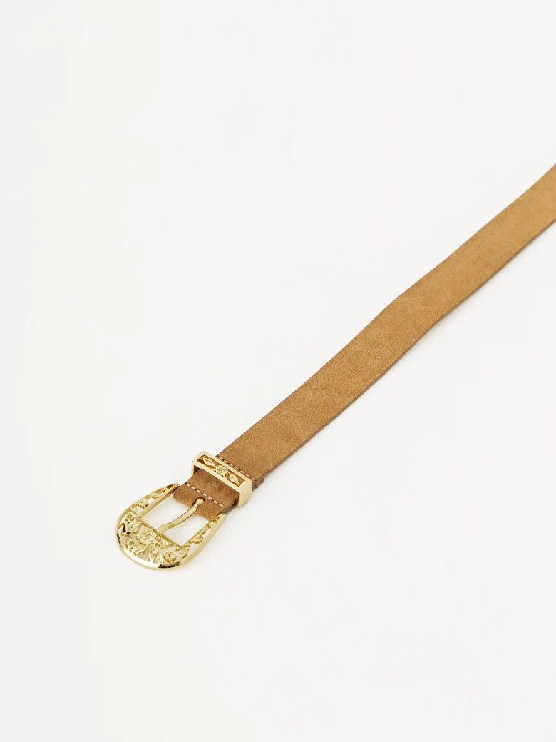 Brown belt with decorative buckle