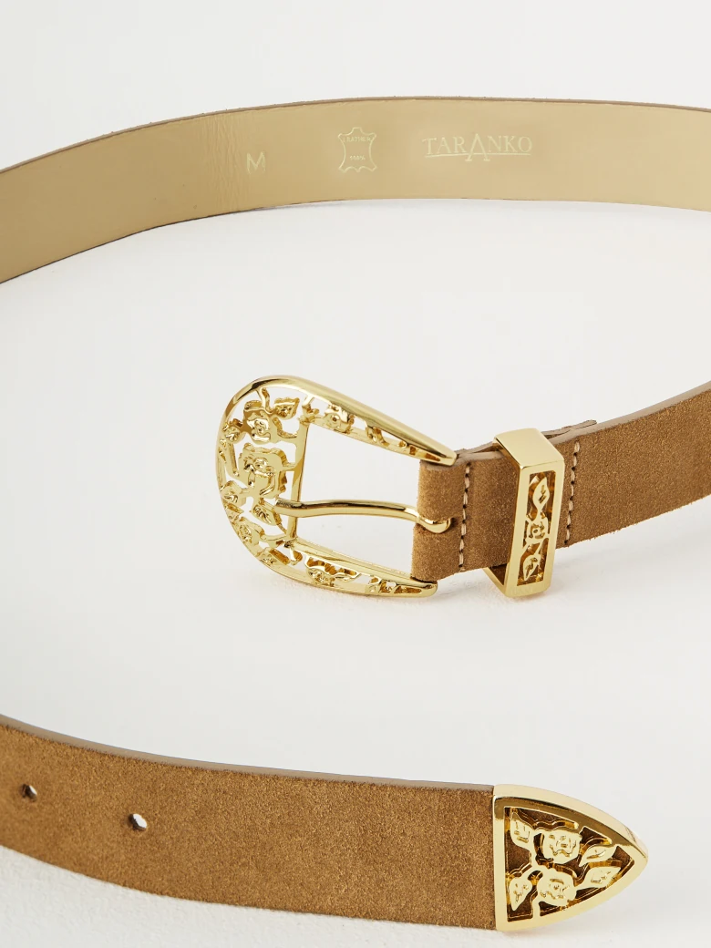 Brown belt with decorative buckle