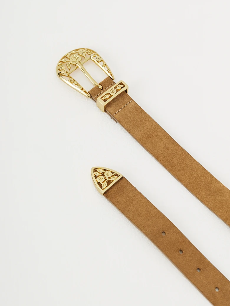 Brown belt with decorative buckle