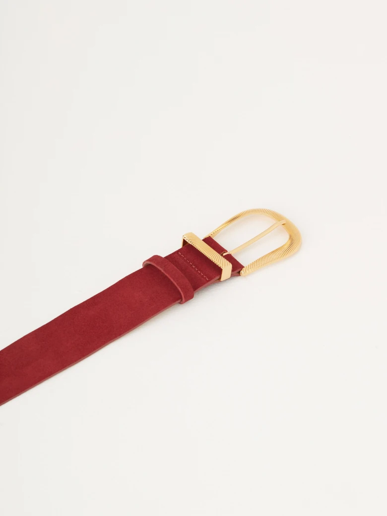 Burgundy natural leather belt