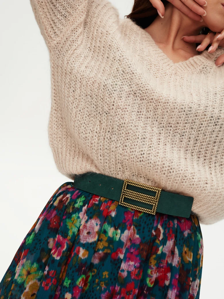 Green leather belt
