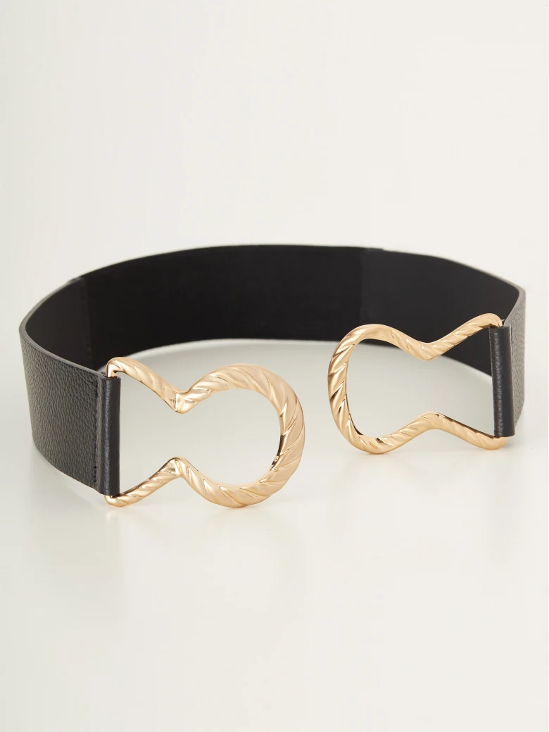 Black belt with woven buckle