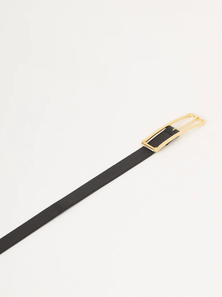 Black thin leather belt