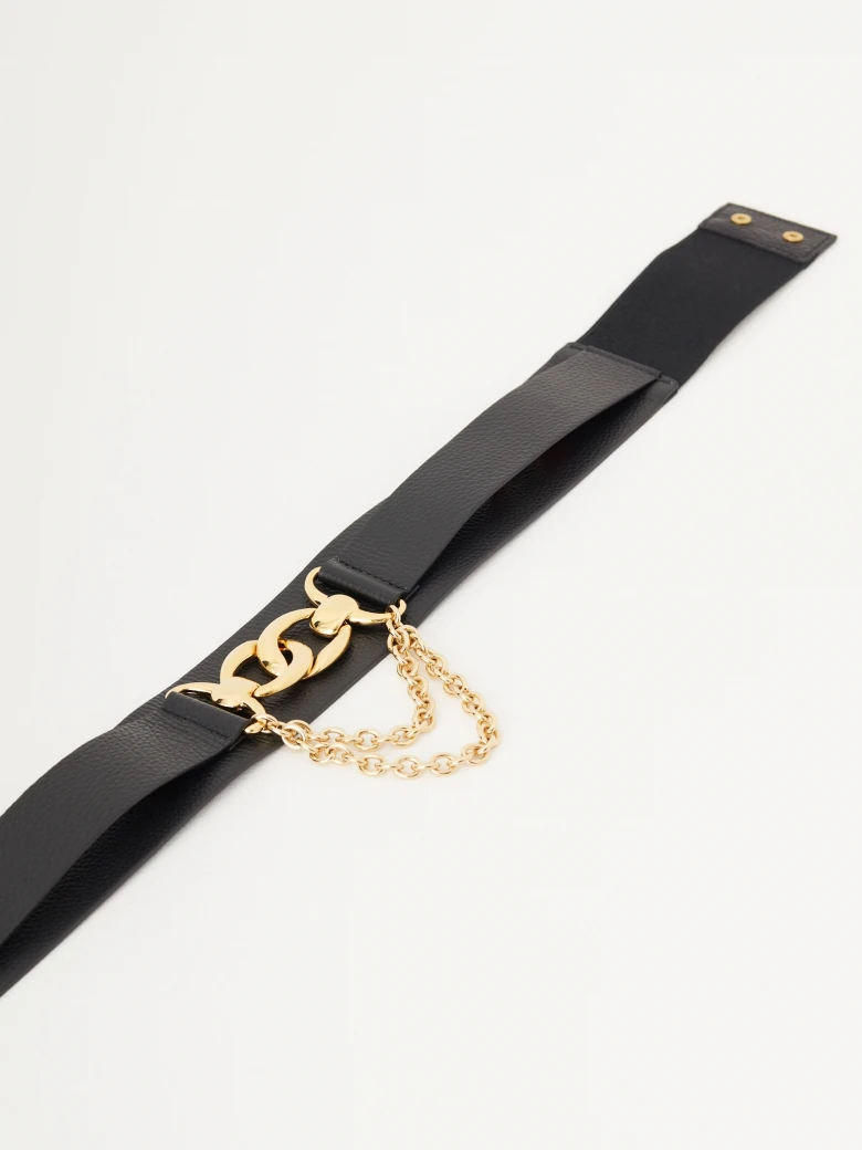 Wide belt with decorative buckle