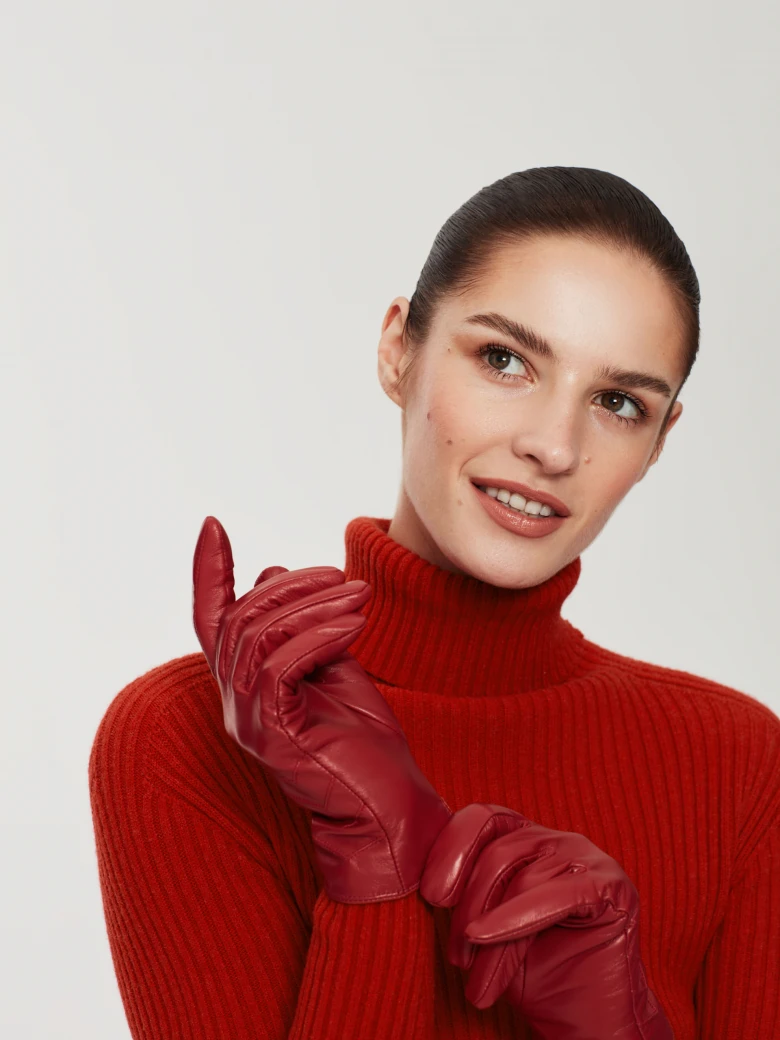 Red leather gloves