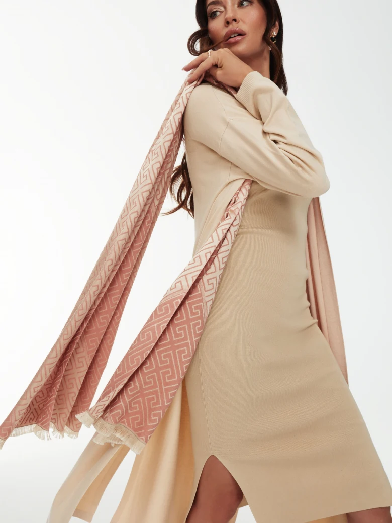 Pink geometric pattern scarf