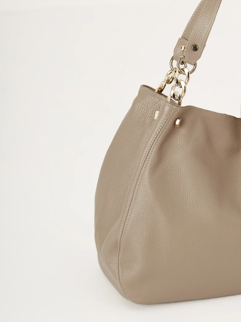 Natural leather shopper bag