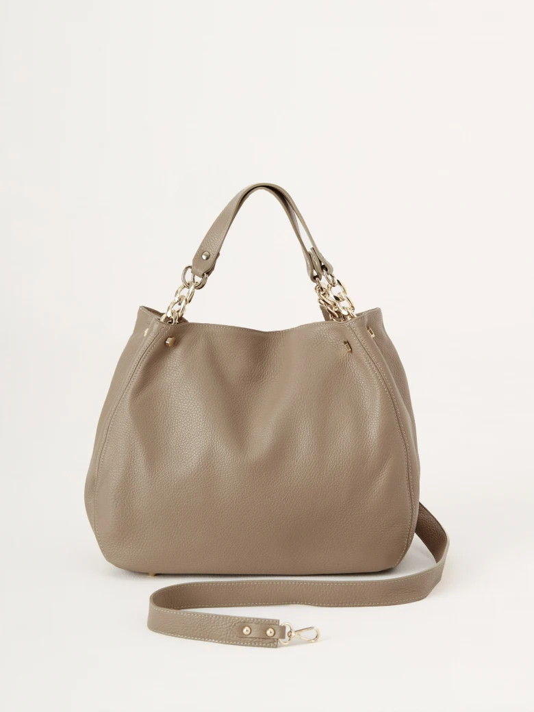Natural leather shopper bag