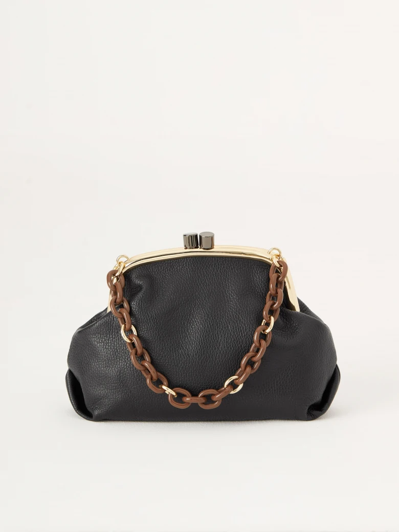 Black leather pouch bag