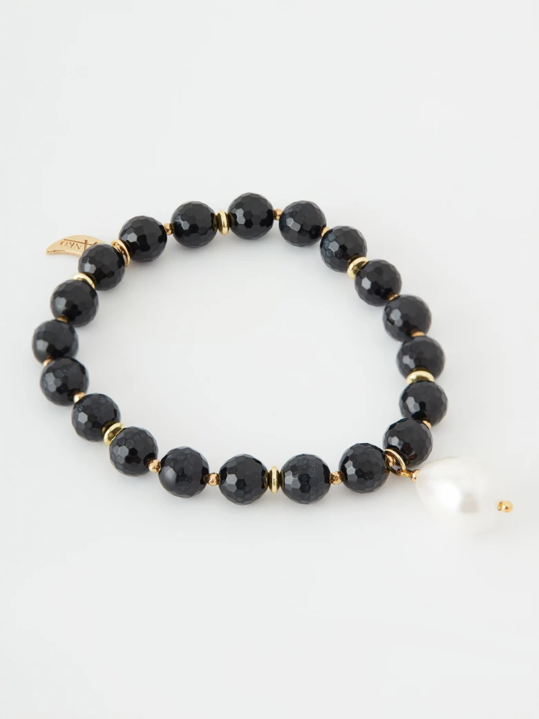 Bracelet with onyx, hematite and pearl Majorca