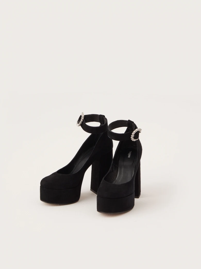 Black leather platform shoes