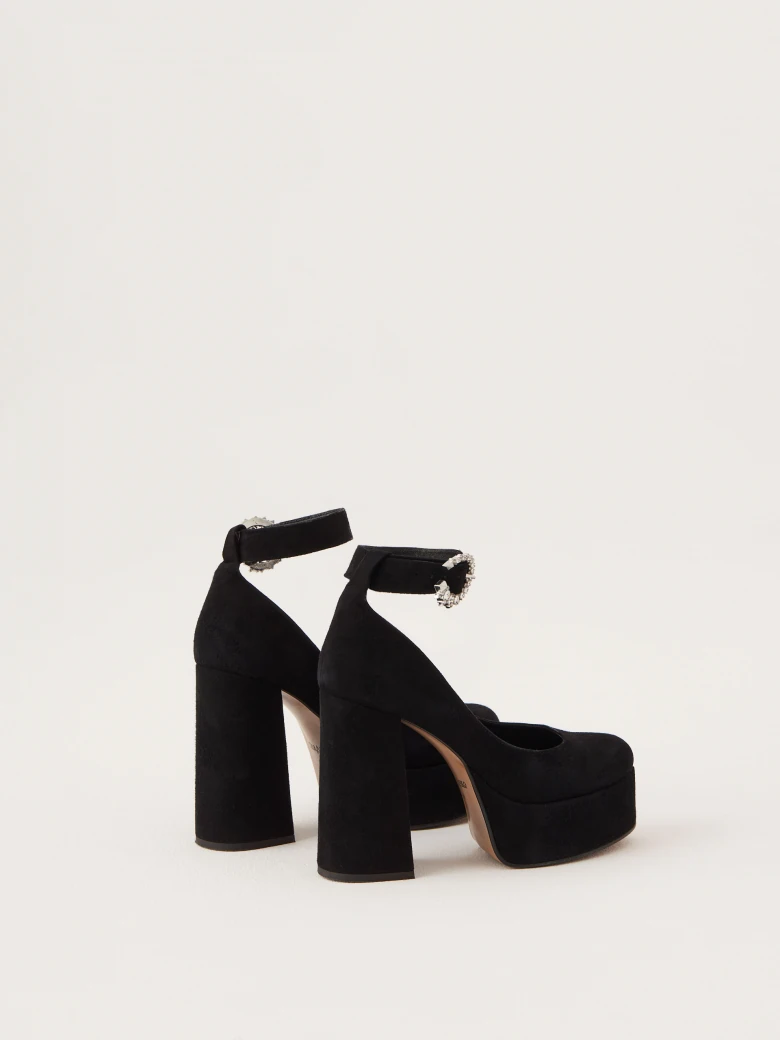 Black leather platform shoes