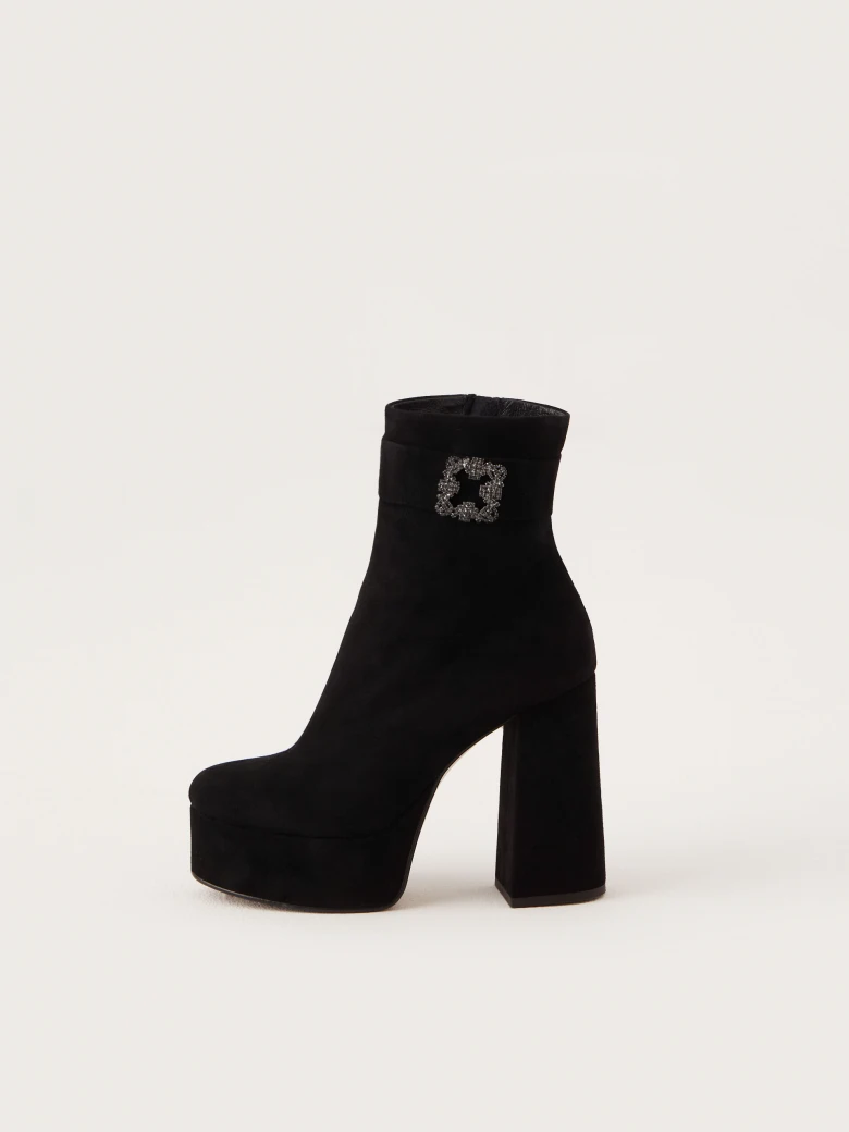 Limited black leather platform boots