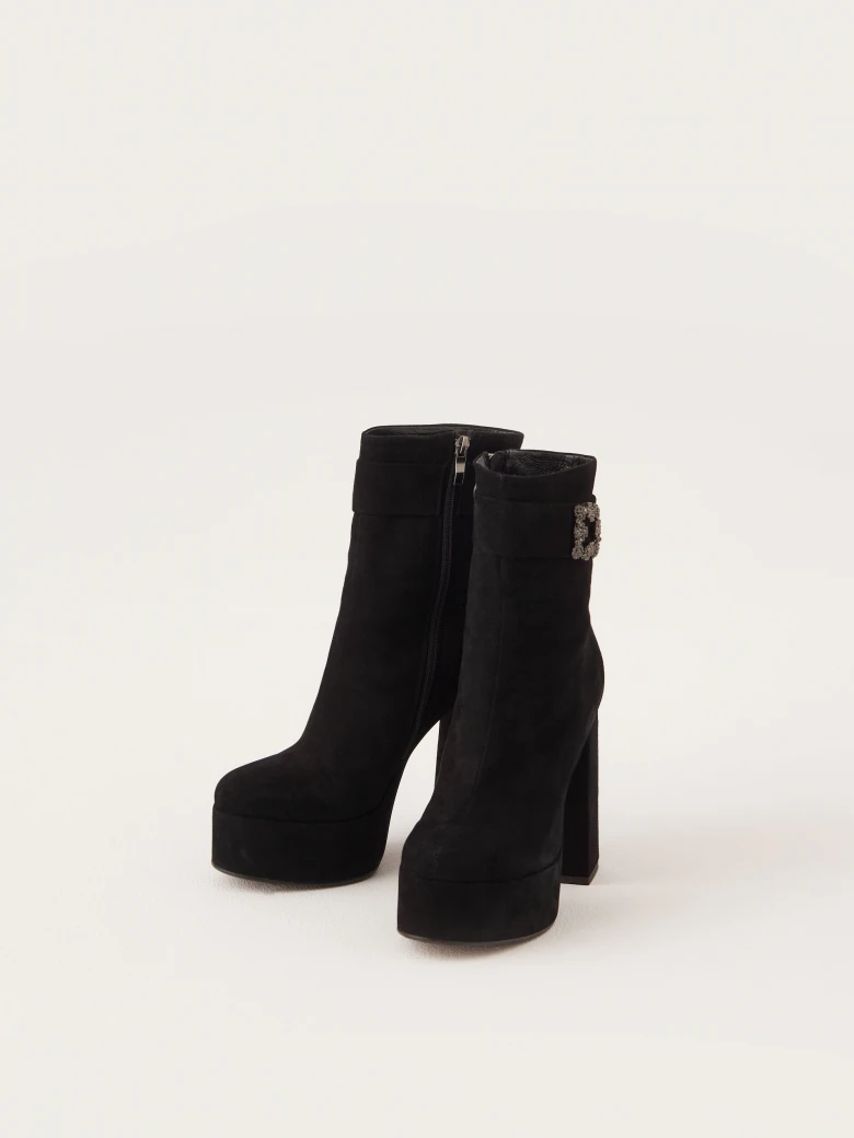 Limited black leather platform boots