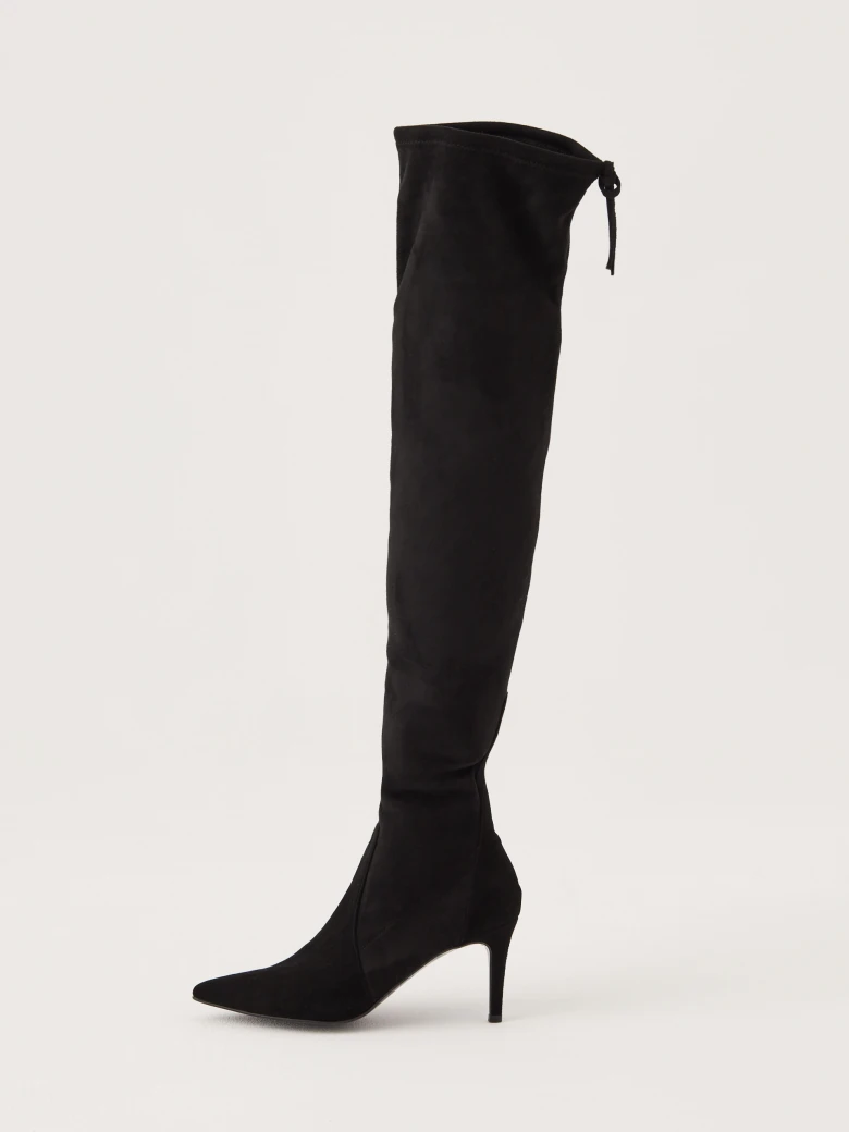 Black leather over-the-knee boots