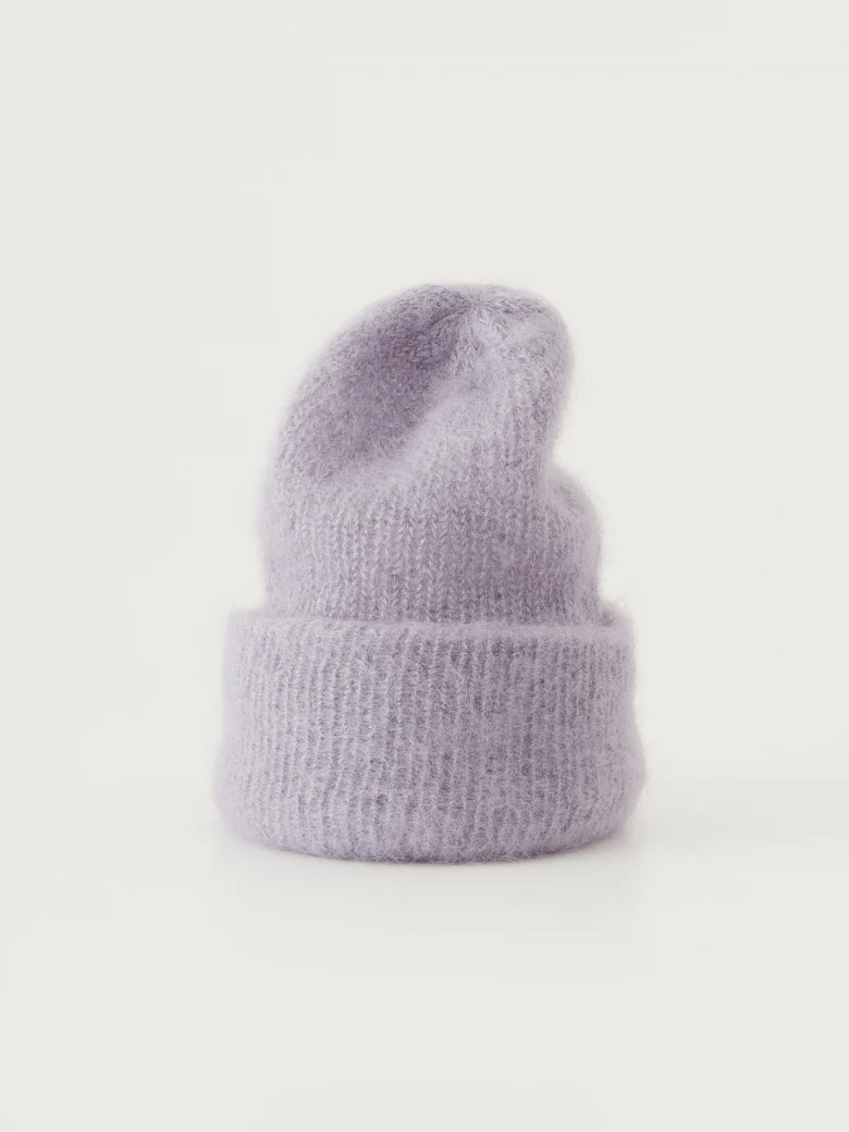 Purple cap made of soft mohair