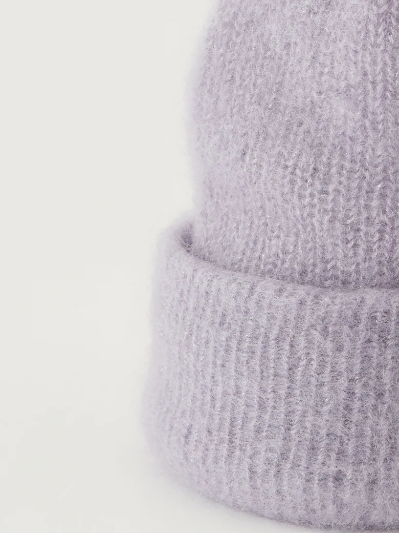 Purple cap made of soft mohair