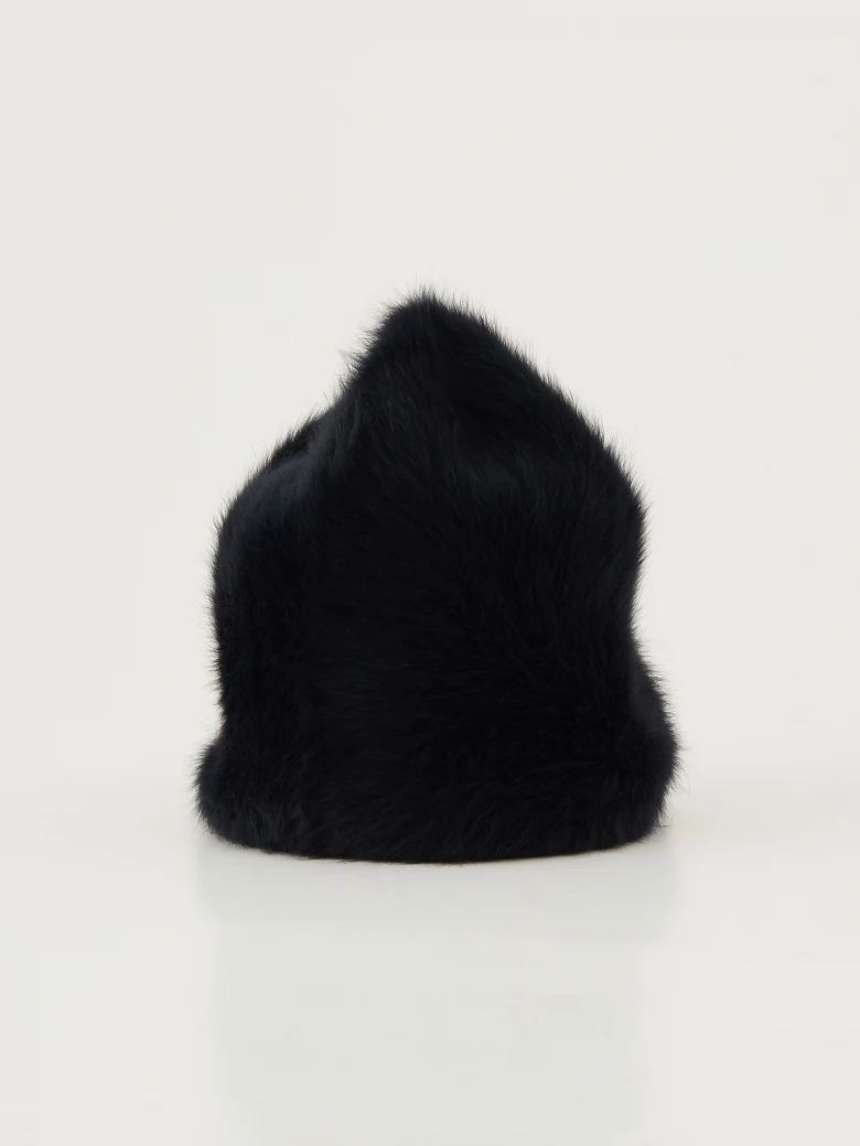 Black angora hat