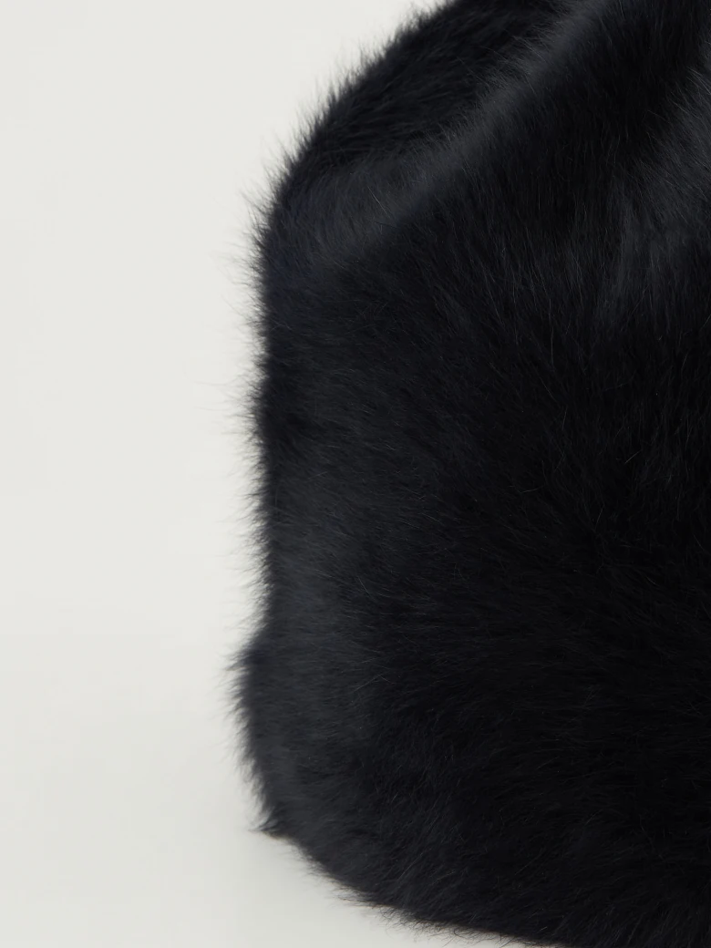 Black angora hat