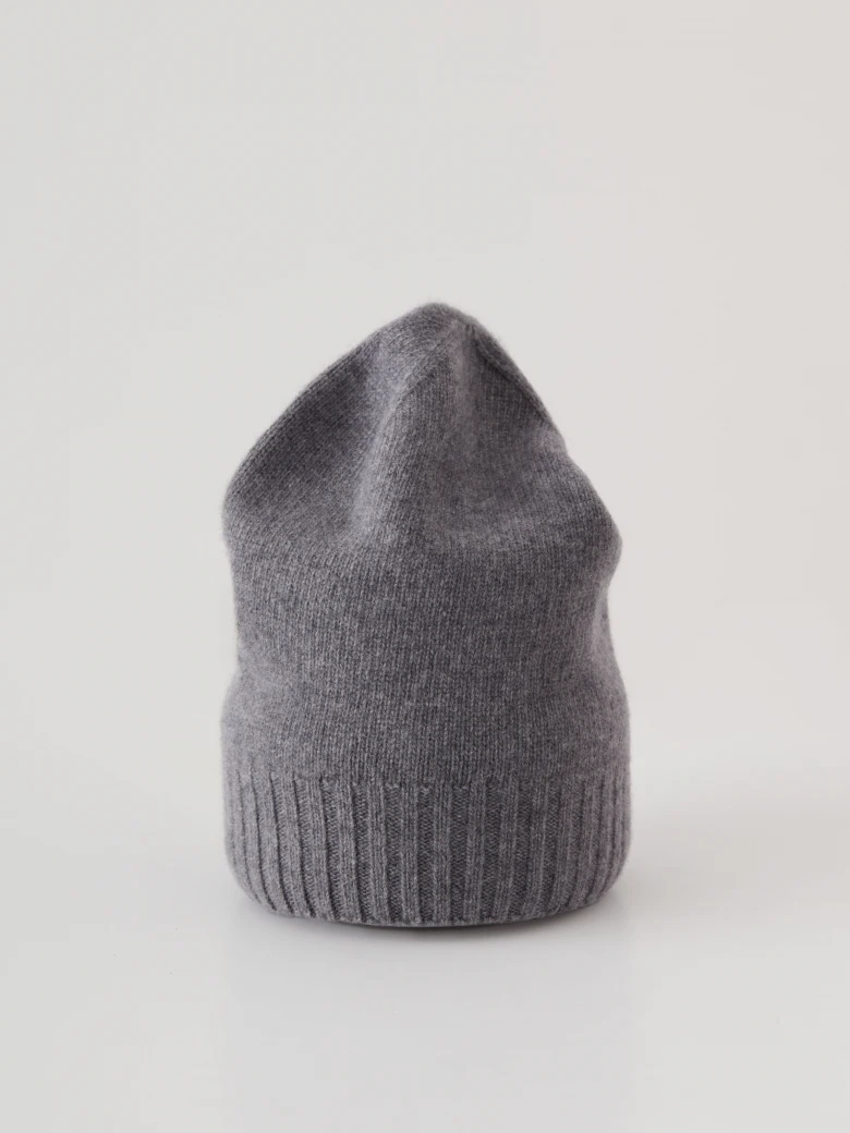 Wool grey cap with cashmere
