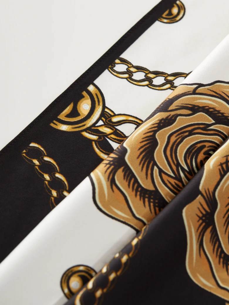 Silk gavroche with floral motif